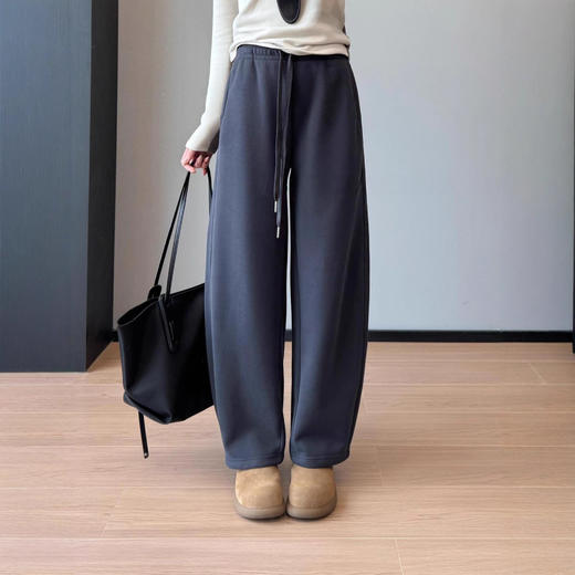 【超厚慕冬绒】松紧高腰软糯加绒加厚休闲简约直筒弯刀裤25冬款！ 商品图1