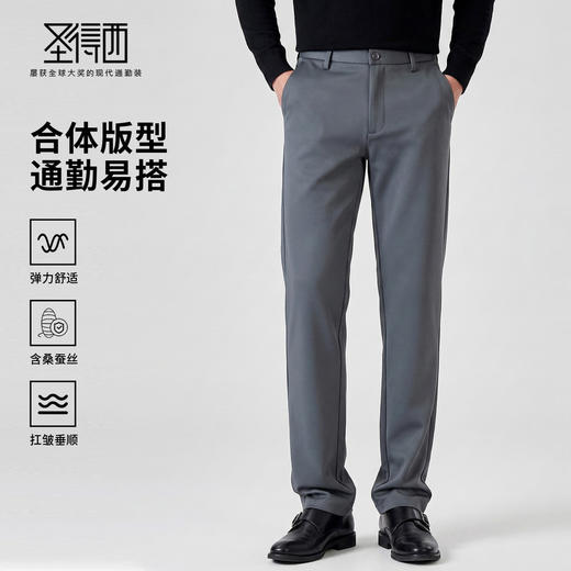 【含桑蚕丝】圣得西2025年冬季男士青年休闲裤直筒商务通勤长裤 商品图0
