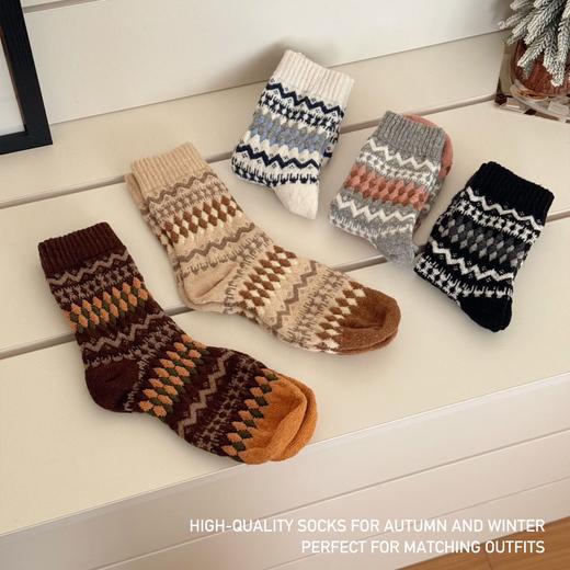 杏小の屿 冬日费尔岛羊毛袜子礼盒 加厚保暖 5双装 商品图3