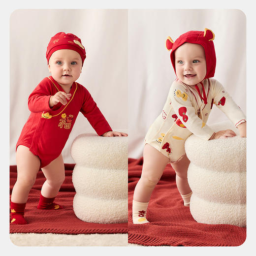 迷你巴拉巴拉婴儿衣服宝宝新生儿连体衣亲肤透气包屁衣童趣新年款 商品图2