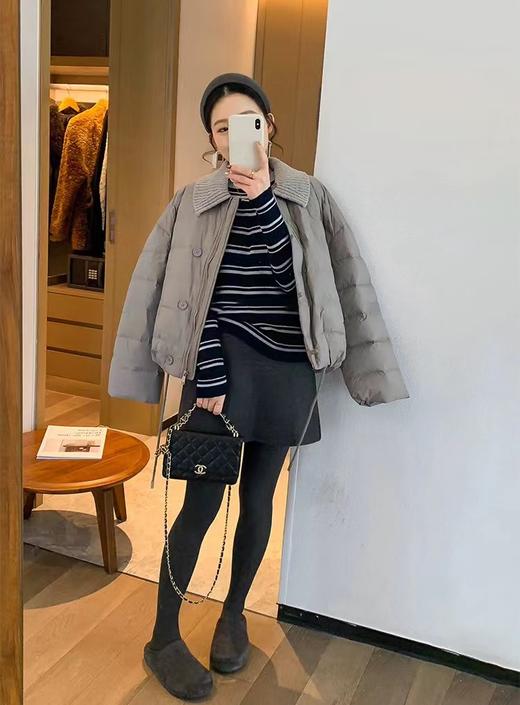 D122453冬季时尚直筒羊毛毛呢设计感口袋开叉显瘦气质半身裙 商品图12