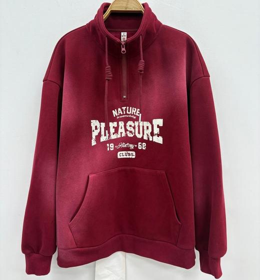 ZC立领渐变字母图加绒卫衣50914（红）冬季954010220321 商品图0