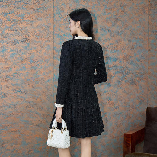 奢姿大码女装2025冬季时尚减龄小香风蕾丝拼接连衣裙气质减龄裙子9954853863 商品图3