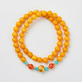 蜜蜡老色双圈手串