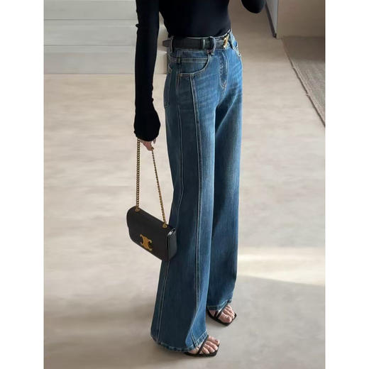 【柔软保暖❗️修饰腿型】筒喇牛仔裤女款2025秋冬季加绒长裤美式喇叭裤琉璃蓝i美娜同款。jb 商品图3