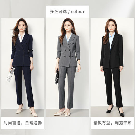 【上衣+裤子】罗蒙女士西服套装时尚创驳领职业装通勤舒适干练两件套女 商品图6