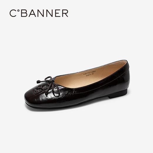 千百度蝴蝶结豹纹平底单鞋女2026春季新款小香风晚晚薄底浅口单鞋A26170114 商品图1