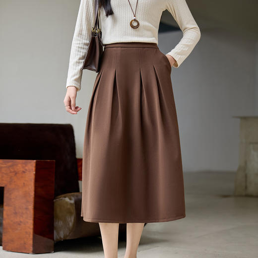 奢姿大码女装2025冬季时尚通勤半身裙胖妹妹气质复古简约中长裙9954491072 商品图1