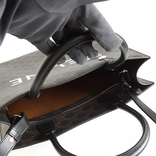 【95新】CELINE思琳中号老花拼黑色凯旋门tote琴谱手提单肩包女士 231225AK47 商品图8