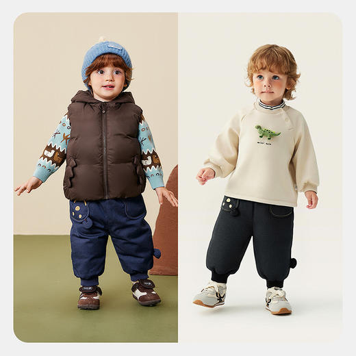 [迷你真心绒]迷你巴拉男女童宝宝拒水羽绒裤2025冬季保暖萌趣裤子 商品图2