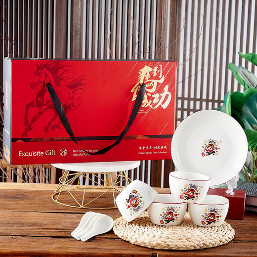 【马年限定❗️国风陶瓷餐具套装】国风彩绘，高温烧制，健康环保，古典美观大气！新年礼物元旦公司年会活动礼品伴手礼实用送客户礼盒碗筷筷子定制 商品图8