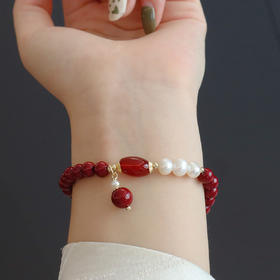 【红颜·红玛瑙朱砂手串】朱砂手串女本命年平安葫芦平安扣手链福禄淡水珍珠串珠子手饰品