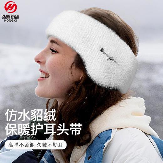 冬季保暖头带女仿水貂绒护耳头带女户外骑行运动发带女高弹发带男 商品图0