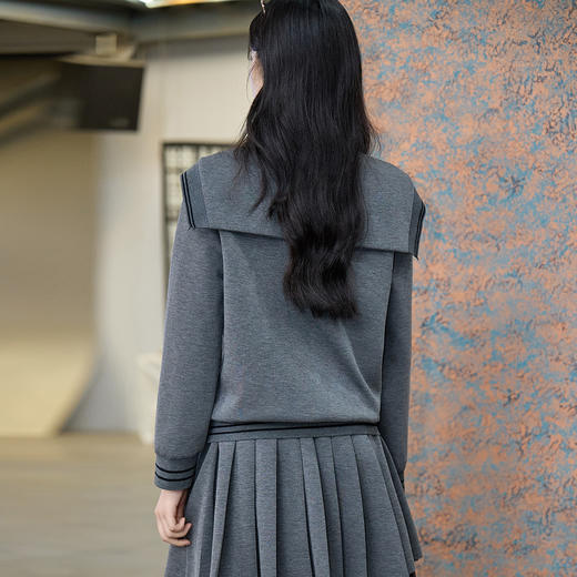 奢姿大码女装2025秋季时尚减龄海军领上衣胖妹妹气质学院风上衣9953194333A 商品图3