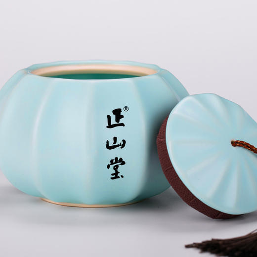 正山堂 陶瓷茶叶罐南瓜型 德化密封储存茶叶500ml容量 茶具 商品图1