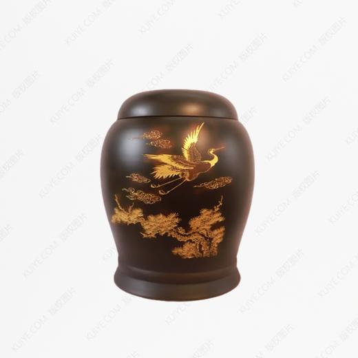 纯手工拉坯五色泥紫陶仙鹤小坛(镀金)骨灰坛骨灰盒骨灰罐 商品图0