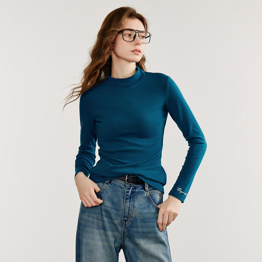TOYOUTH初语舒绒保暖长袖T恤女新款半高领修身打底衫 商品图3