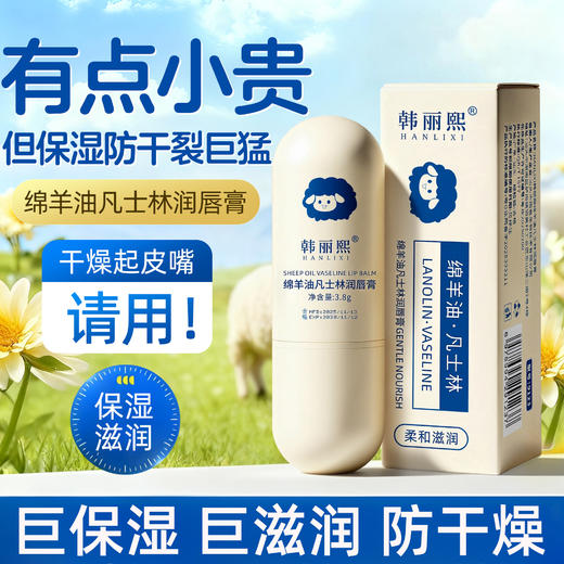【越涂越润❗️绵羊油凡士林润唇膏】抹完小嘴都是嫩嫩的，由内而外抚润干唇，凝炼多重嫩唇精华，一抹吸收润而不腻，补水保湿无色唇膜防干裂唇部护理滋润QQ 商品图0
