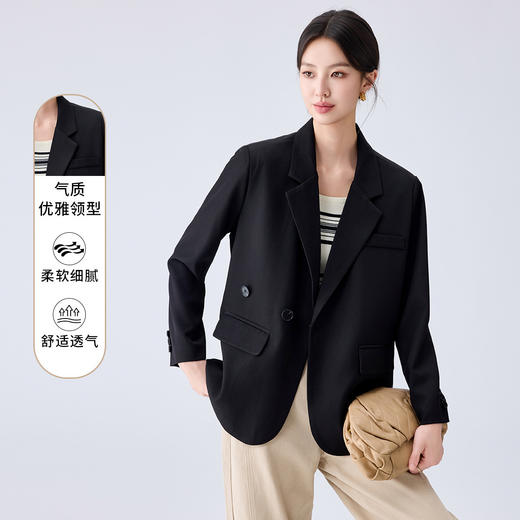 罗蒙女士西服外套舒适透气优雅干练气质职业商务休闲单西外套女 商品图1