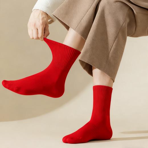 袜尖尖 新年小红袜 男士/女士/儿童 不勒脚不脱落 柔软舒适 商品图0
