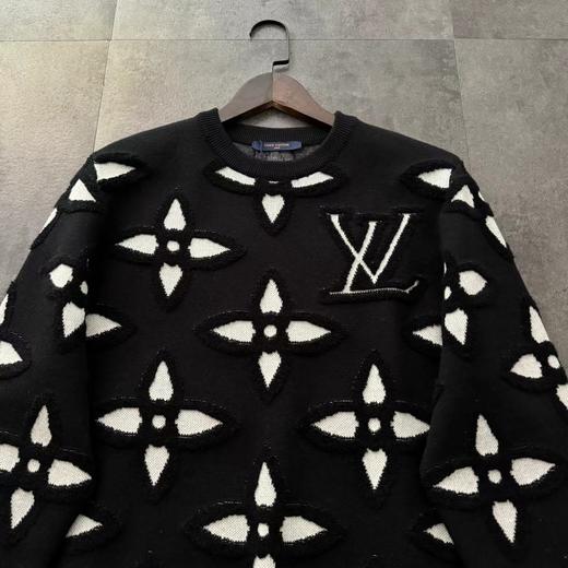 D122407新款黑色满印logo圆领毛衣男女同款 商品图2