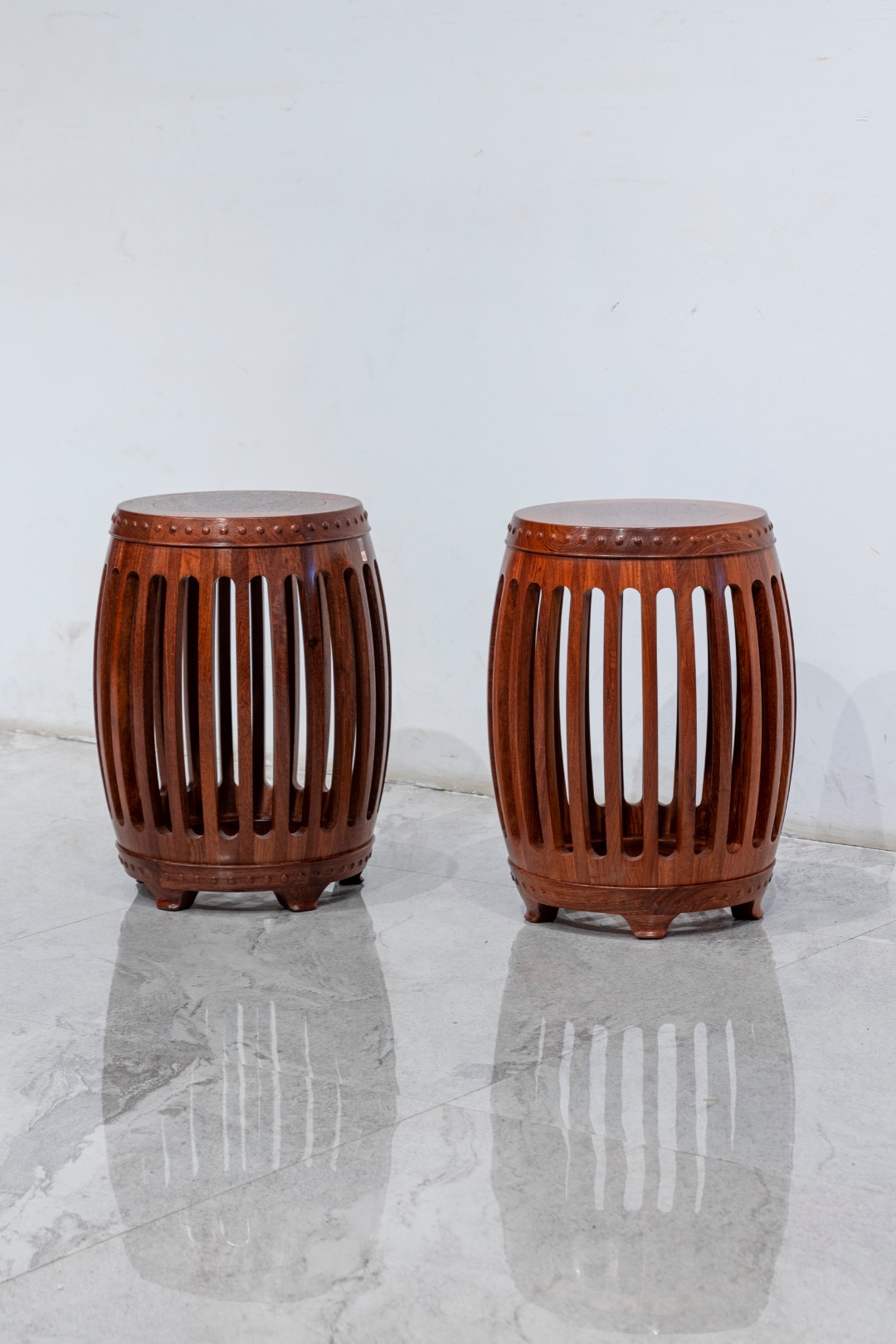 红桥红  家具严选  缅甸花梨（大果紫檀）【48 木面 直棂式鼓凳】