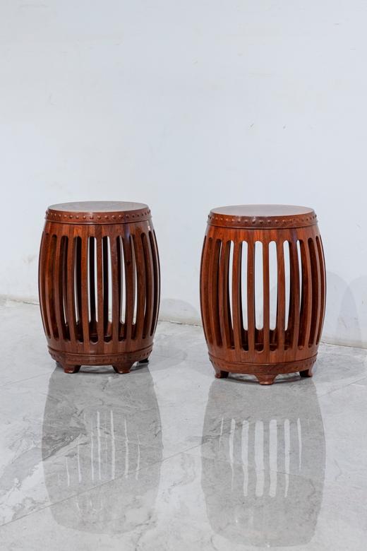 红桥红  家具严选  缅甸花梨（大果紫檀）【48 木面 直棂式鼓凳】 商品图0