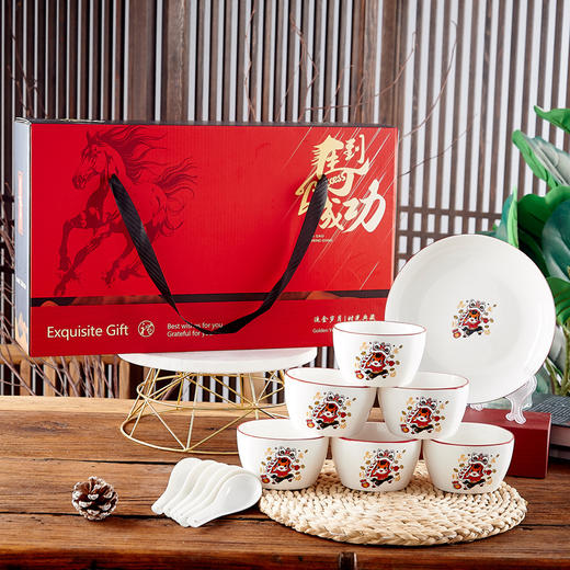 【马年限定❗️国风陶瓷餐具套装】国风彩绘，高温烧制，健康环保，古典美观大气！新年礼物元旦公司年会活动礼品伴手礼实用送客户礼盒碗筷筷子定制 商品图10