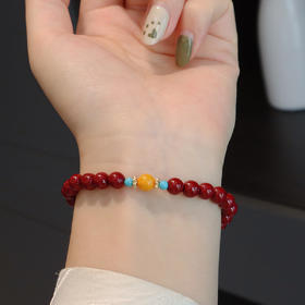 【红颜·蜜蜡朱砂手串】朱砂手串女本命年平安葫芦平安扣手链福禄淡水珍珠串珠子手饰品