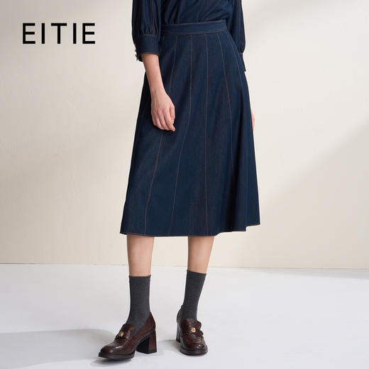 EITIE爱特爱高腰a字显瘦百搭仿牛仔面料2026春季新款半身裙A2606111 商品图0