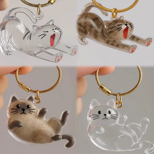 【随身带❗️猫毛收纳挂件】给心爱的猫猫毛发收集起来，造型萌款式可爱，随时随地陪着你，扭蛋猫咪跨境毛发存放胶囊包钥匙扣挂件纪念QQ 商品图0