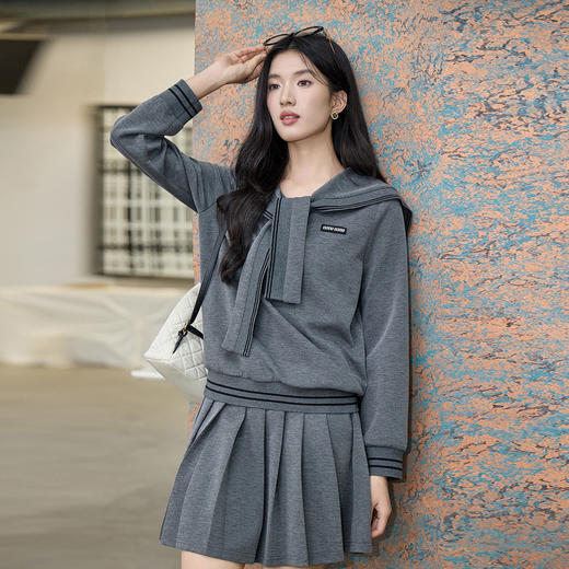 奢姿大码女装2025秋季时尚减龄海军领上衣胖妹妹气质学院风上衣9953194333A 商品图1