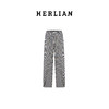 Herlian2025年秋季新品女士裤脚钉扣设计格纹绣花弯刀长裤 商品缩略图4