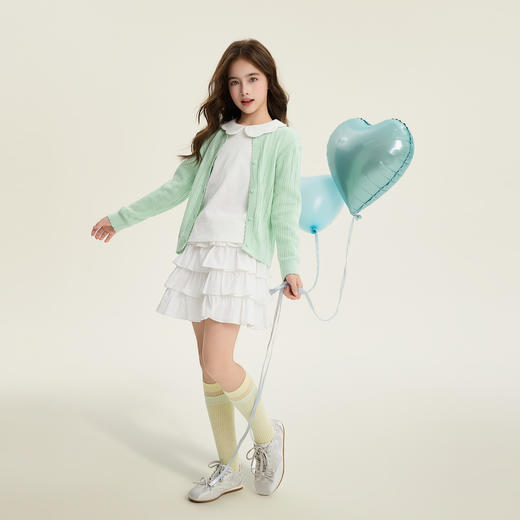笛莎Deesha 童装女童半身裙2026春新款本白蛋糕裙 商品图2