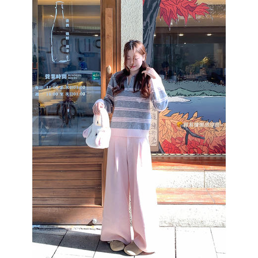 <曾小咸推荐>2.15现货秒杀 ！微信超特价！翻领条纹毛衣 日常189.99 立减100 秒杀89.99！！ 商品图2