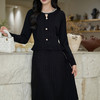 奢姿大码女装2025冬季时尚纽扣装饰圆领连衣裙胖妹妹气质减龄裙子9854870578 商品缩略图2