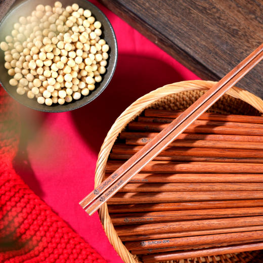 双枪 黑金檀木仙鹤衔木报福筷 20双礼盒装 商品图1