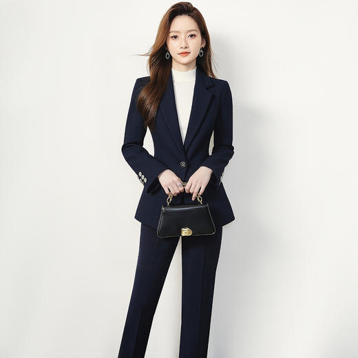 【上衣+裤子】罗蒙女士西服套装易打理职业装通勤优雅大方显瘦小西装两件套女 商品图1