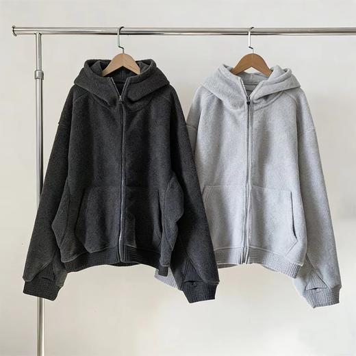 D122411雪花绒毛呢“暖炉”连帽拉链外套男女同款 商品图0