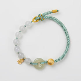 和田玉平安扣单圈手绳