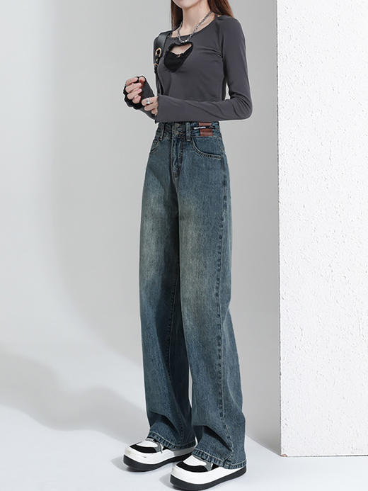 【柔软舒适耐磨耐造❗️实力遮肉显瘦显高】加绒直筒阔腿牛仔裤女春秋季2026新款爆款小个子高腰宽松裤子冬季。jb 商品图1