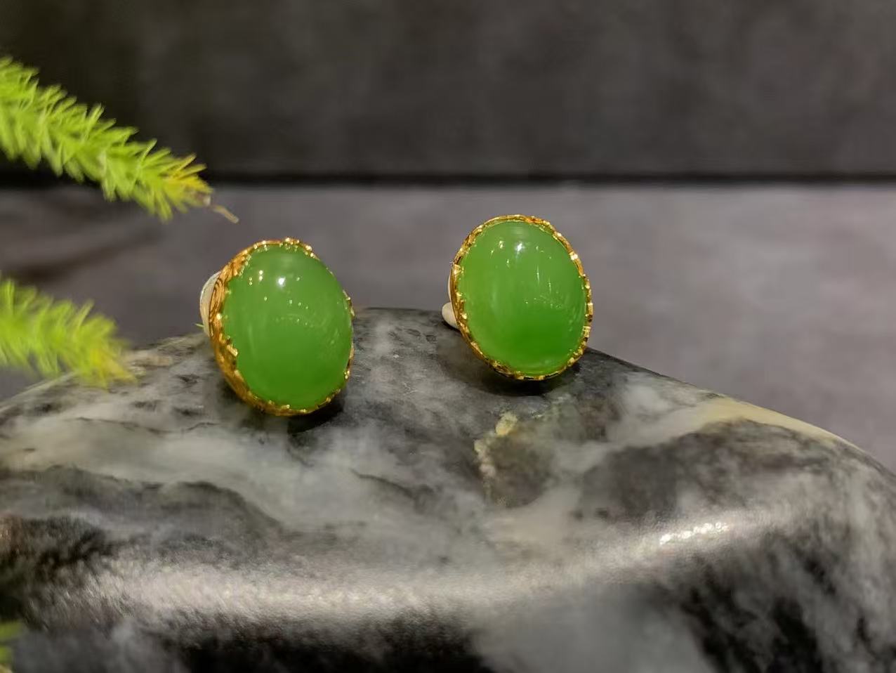 【御珠宫坊】金镶碧玉耳钉