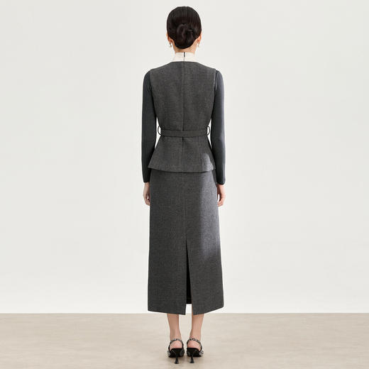 「高货wl」全新升级【铂金会员422/天猫569/差价147】(99308)洛诗琳2025轻奢羊毛混纺马甲针织打底直筒半裙三件套 商品图1