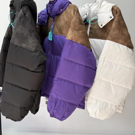 D122401冬季25FW皮革拼接拉链羽绒面包服外套男女同款 商品图5