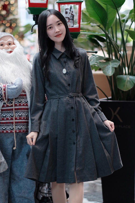 【高品质私服】【IC翻领长袖打褶连衣裙】具有良好弹性和柔软手感，穿着舒适G1604-CC【无标出货 介意慎拍】 商品图4