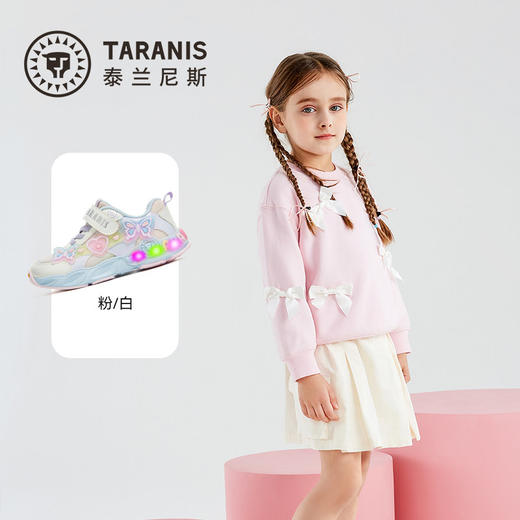 泰兰尼斯儿童甜心闪灯运动鞋春季新款女童跑步鞋幼儿园鞋发光鞋子T01X6A8626 商品图1