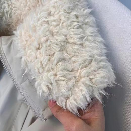 D122405冬季工装羊羔毛派克服大码宽松保暖大翻领海军领保暖外套女 商品图13