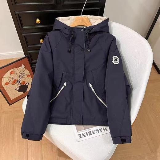 D122406连帽新款加绒保暖休闲羊羔毛派克服外套休闲服女 商品图5