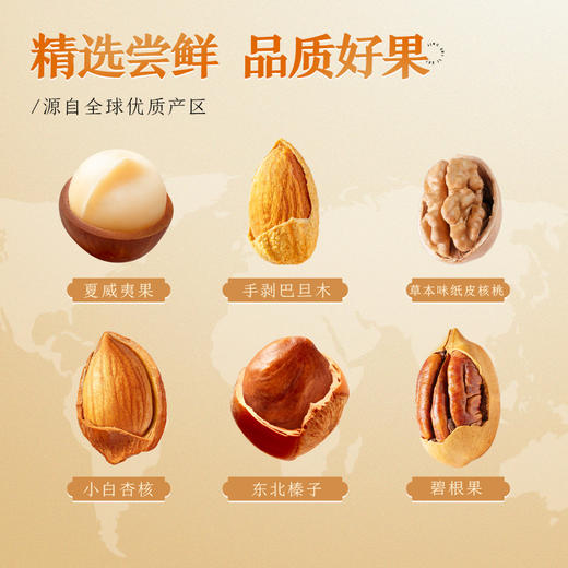 【年货纯坚果礼包600g送黄金贴】坚果尝鲜包600g（碧根果+巴旦木+夏果+核桃+小白杏核+榛子）（12小包） 商品图4