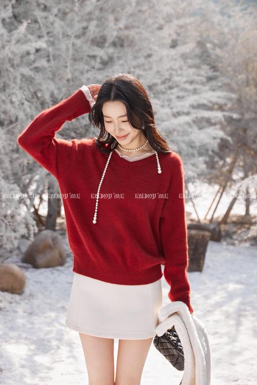 【门店同款】ENJOY冬季“暖冬软糖”蕾丝花边套头针织 168099569 商品图0